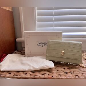 Alexander McQueen Mini Skull Croc Embossed Leather Bag